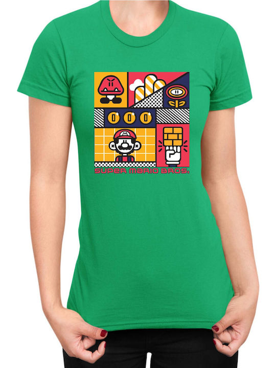 Tricou verde pentru femei Super Mario Nintendo ...