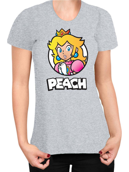 Women's Super Mario Nintendo Mario Peach 3 Gray...