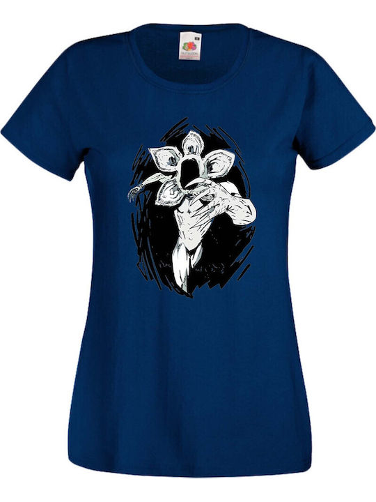 Damen Stranger Things Netflix Elf Demogorgon T-Shirt Marineblau