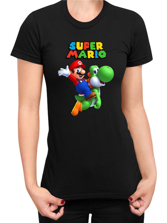 Damen Super Mario Nintendo Mario Yoshi 2 Schwar...
