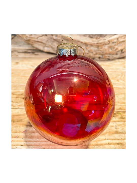 Christmas Glass Ball Red Iridescent 10cm