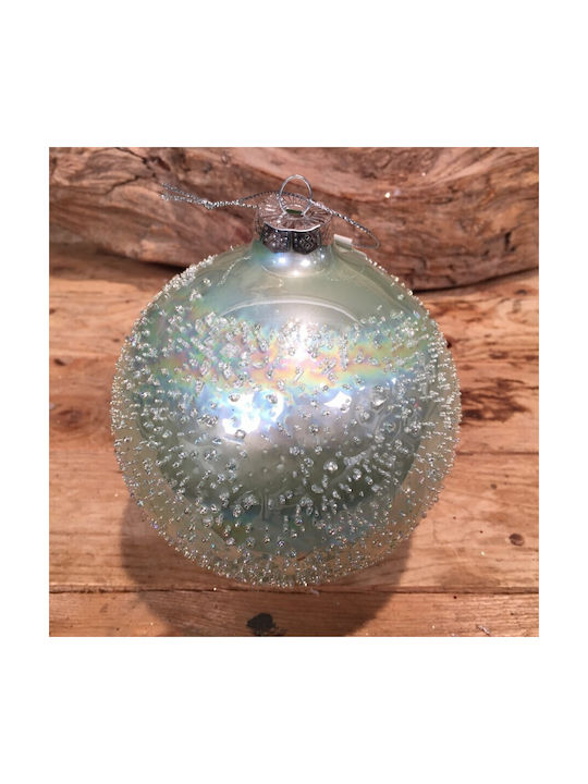 Christmas Glass Ball Ornament Frosted Mint 12cm