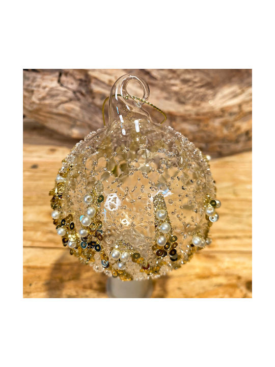 Design Glasball Transparent 8cm mit Spangly