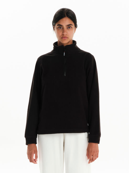 Women's Long Sleeve Sweater with Zipper Black