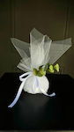 White Tulle Christening Favor with Dried Eucalyptus