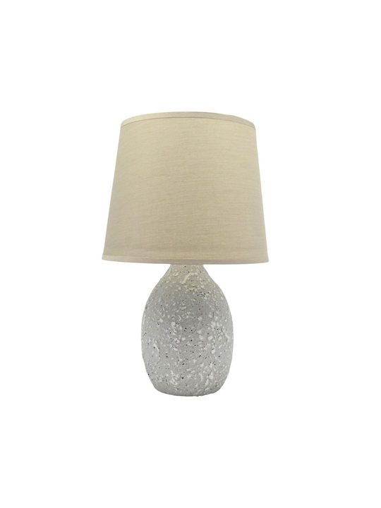 Ankor Ceramic Table Lamp for Socket E14 with Beige Shade and Gray Base