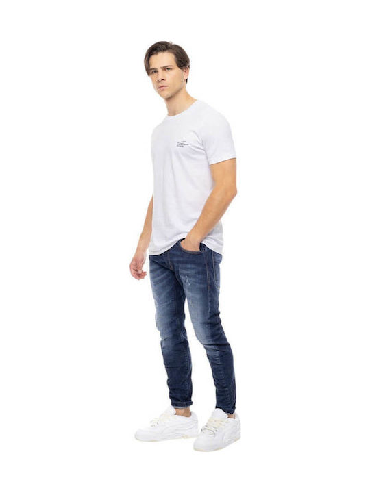 Herren Jeanshose Elastisches Loose Verjüngt Anwendung Dunkelblau