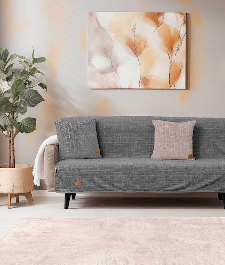 Madi Savanna Ριχτάρι Τριθέσιου Καναπέ Ζακάρ 180x300εκ. Grey 21490-02