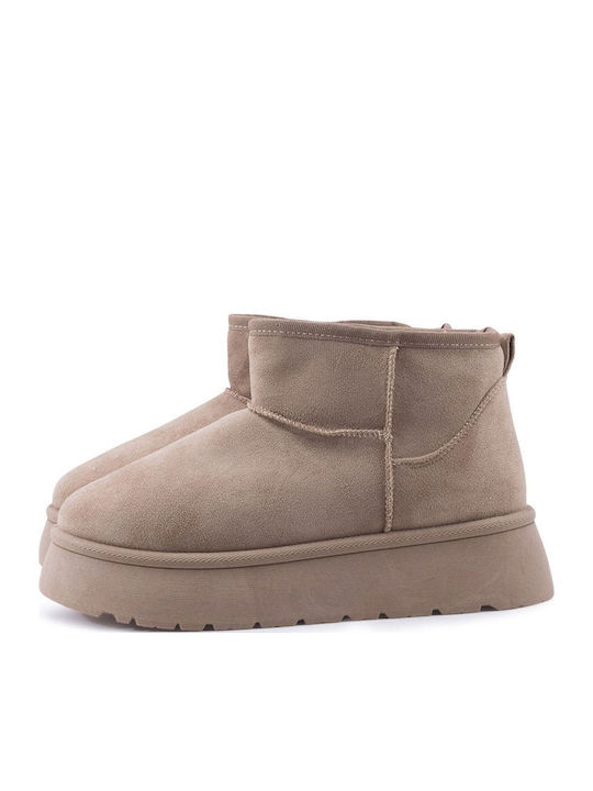 Women's Ankle Boots with Fur Brown