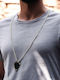 Steel Necklace Black Triangular Identity Gold Outline Silver Box Chain