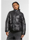 Κοντό Γυναικείο Puffer Μπουφάν για Χειμώνα Black