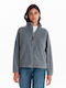 Fleece Γυναικεία Ζακέτα με Φερμουάρ σε Γκρι Χρώμα