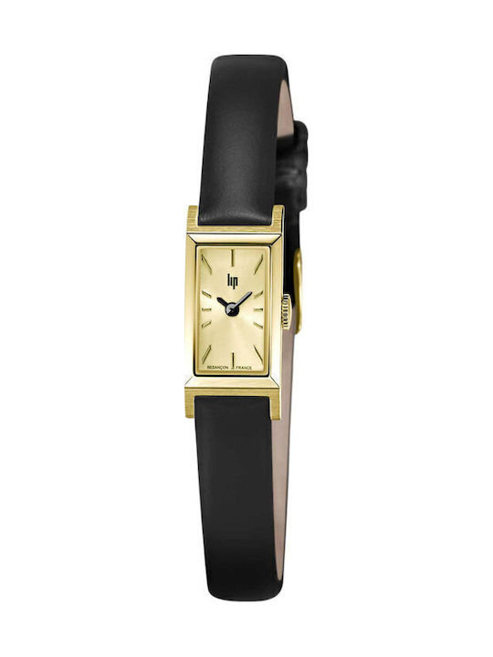 Lip Watches Women's Watch with Black Leather Strap