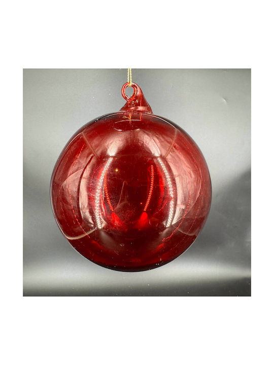 Christmas Ball Red Transparent Glass 12cm