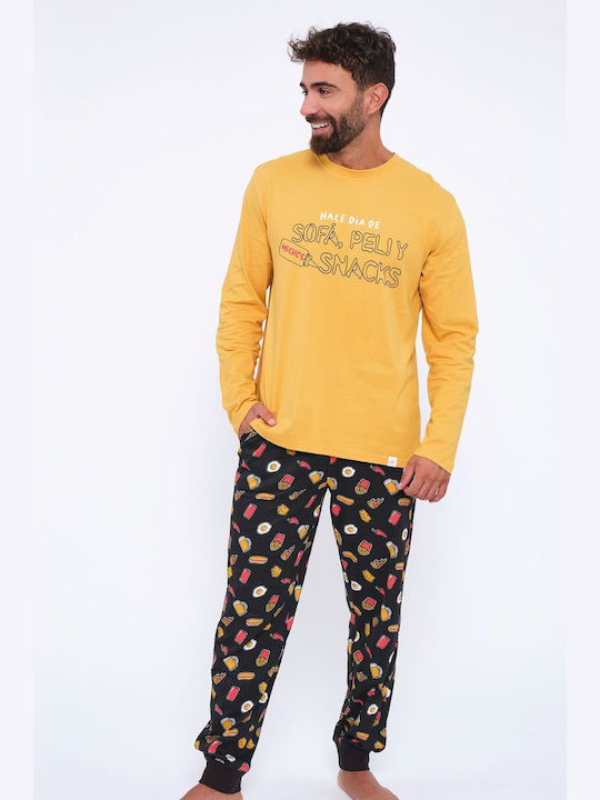 Muydemi Men's Winter Pajamas Set Yellow