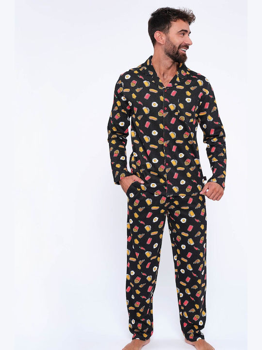 Muydemi Men's Winter Pajamas Set Black