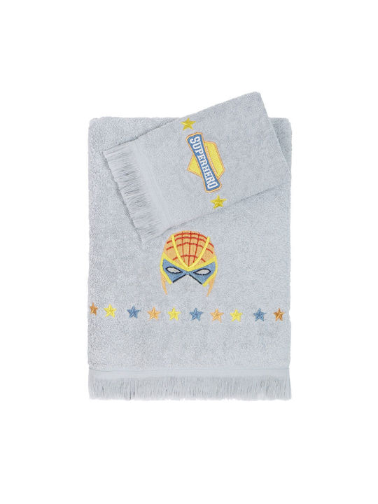 Nima Set Baby- & Kinderhandtücher 2 Stück Superheroes Grau Gewicht 400gr/m²