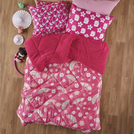 Kentia Kids Duvet Cover Double Sided Single Maneki Pink 160x220cm