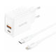Foneng Φορτιστής GaN με Θύρα USB-A και Θύρα USB-C και Καλώδιο Lightning 20W Quick Charge 3.0 Λευκός (EU56)