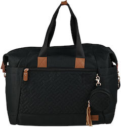 Bebe Stars Shoulder/Hand Diaper Bag Black 40x20x33cm.