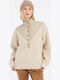 Winter Women's Fleece Blouse Hiking Long Sleeve with Zipper Bamboobeige Beige