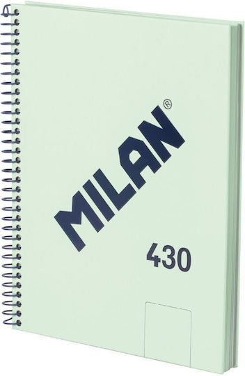 Milan Σπιράλ Τετράδιο Ριγέ Α5 80 Φύλλων Πράσινο