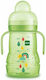 Mam Transition Trainer+ Night Educational Sippy Cup Silicone with Handles Green Beige for 4m+m+ 220ml