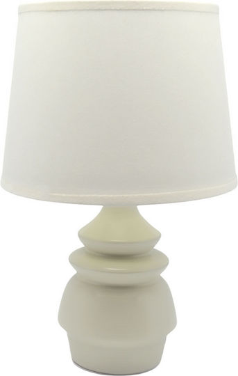 Ankor Keramik Tischlampe für Fassung E14 mit Beige Schirm und Basis