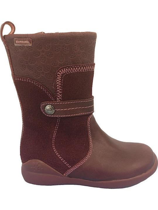 Anatomical Leather Kids Boots with Zipper Burgundy