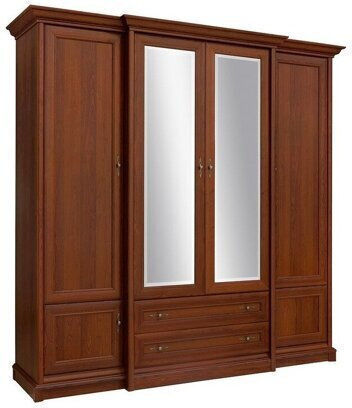 Boston C117 Εξάφυλλη Ντουλάπα με Καθρέπτη 227x53x225cm Καστανό