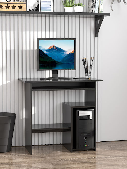 Birou De Calculatoare Din Lemn Negru Cu Picioare Metalice 80x45x75cm