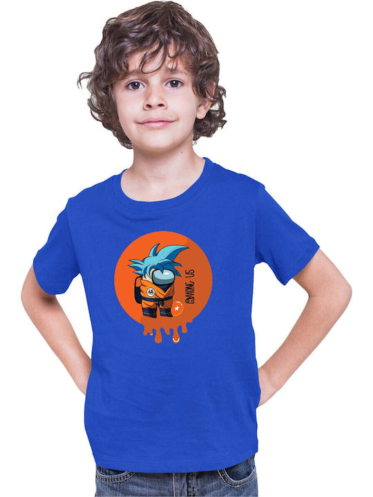 Tricou pentru copii Dragon Ball Z Tralala Goku Among Us Albastru