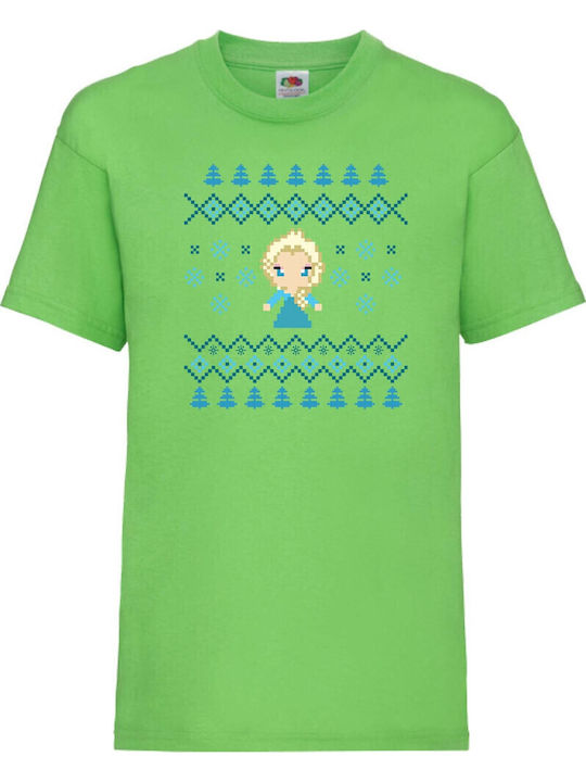Детска тениска Tralala Frozen Елза Коледна Лайм