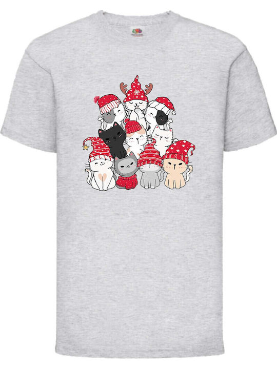Kid T-shirt Tralala Cat Christmas Tree 01 Grey