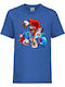 Kinder T-Shirt Super Mario Sonic Tralala Mario Zombie Vs Sonic Zombie Blau