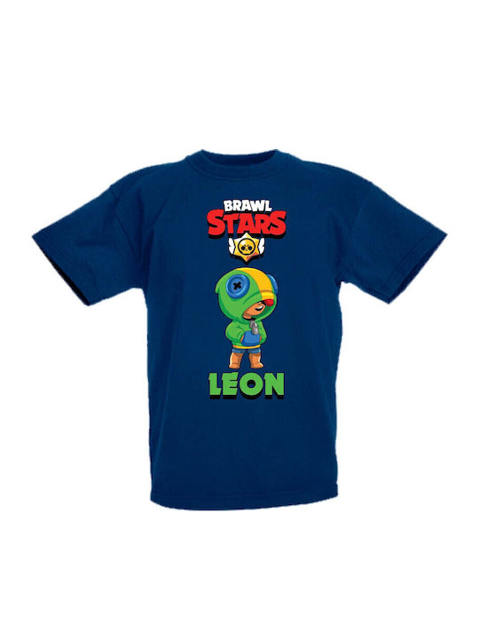 Kinder T-Shirt Tralala Brawl Stars Leon Marineblau