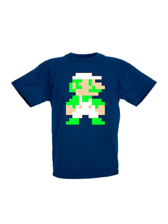 Kid T-shirt Tralala Super Mario Luigi 8-bit Navy