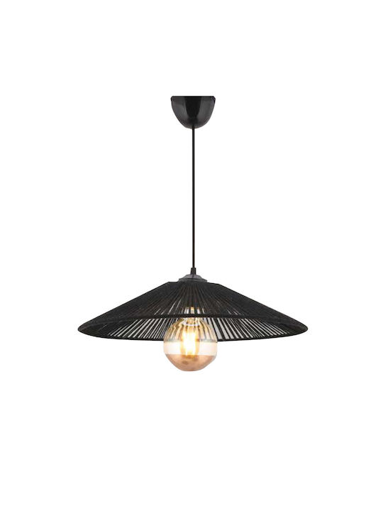 Klikareto Pendant Light Black with Rope for Socket E27 40x40cm