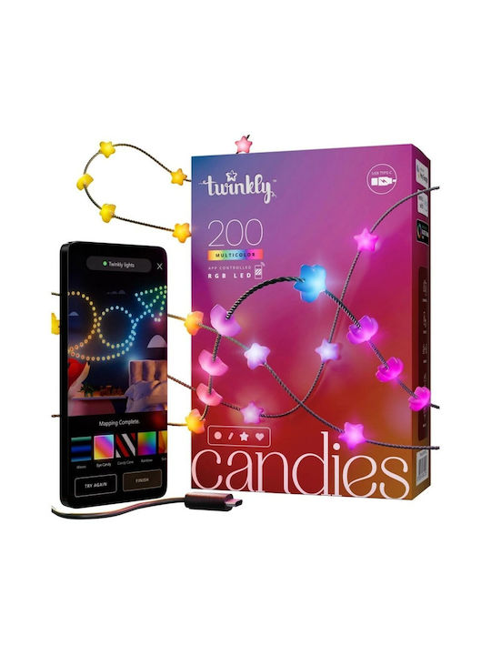 Twinkly Candies Smart Гирлянда За Осветление LED 12m с 200 Крушки Twinkly Candies Smart Гирлянда За Осветление LED 12m с 200 Крушки