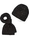 Set with Beanie Knitted in Black color