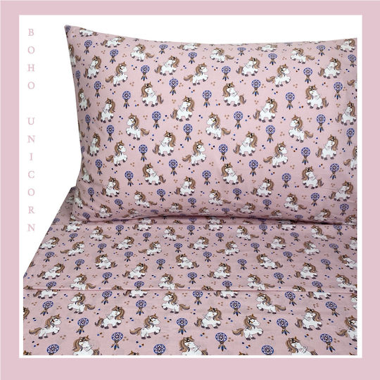Astron Italy Сет Единични Памучни Спални Комплекти Boho Unicorn 175x260см 3 Бройки