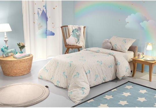Saint Clair Sheet Set Single Cotton Pinto Aqua 165x250cm 2pcs