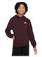 Fleece Kids Sweatshirt with Hood and Pockets Burgundy Sportswear Club