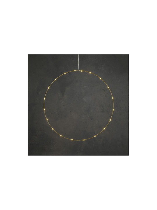 Goldener Kranz mit 20 LED-Lichtern Warmweiß/Batterie Ø50cm
