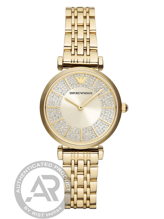 Emporio Armani Gianni T-Bar Women's Watch Chronograph with Gold Metal Bracelet