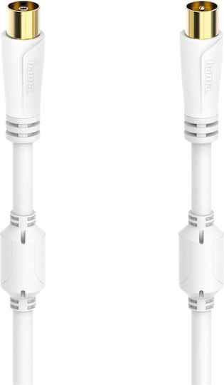 Cablu coaxial Hama 205245, masculin-feminin, 0,75 metri, alb, 100 dB