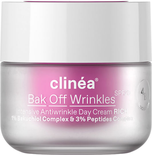 Clinea Bak Off Wrinkles Rich Αντιγηραντική Κρέμα Προσώπου Ημέρας με SPF20 με Υαλουρονικό Οξύ & Bakuchiol 50ml