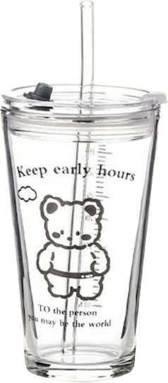 Pufo Bear Transparent Glass Mug Coffee Lid 450 Ml Pufo Bear Transparent Glass Mug Coffee Lid 450 Ml