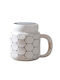 Keramische Tasse Mit Deckel Pufo Simply Smile Kaffee Tee 400 ml Weiß
