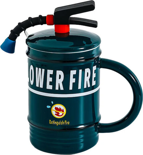 Ceramic Mug Lid Pufo Stop Fire Spoon Coffee Tea 400 Ml Green